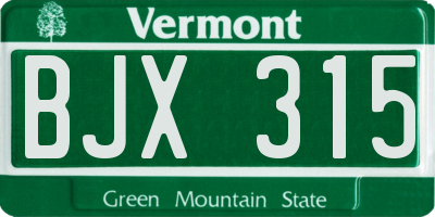 VT license plate BJX315