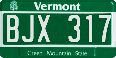 VT license plate BJX317