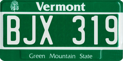 VT license plate BJX319