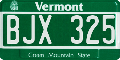 VT license plate BJX325