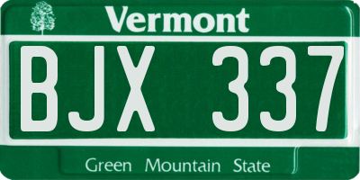VT license plate BJX337