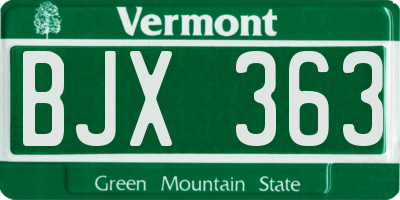 VT license plate BJX363