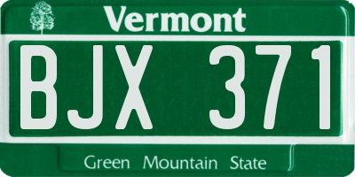 VT license plate BJX371