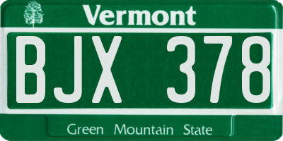VT license plate BJX378