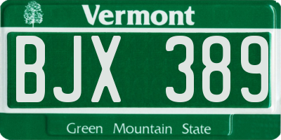 VT license plate BJX389