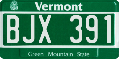 VT license plate BJX391