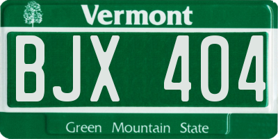 VT license plate BJX404