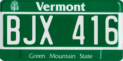 VT license plate BJX416