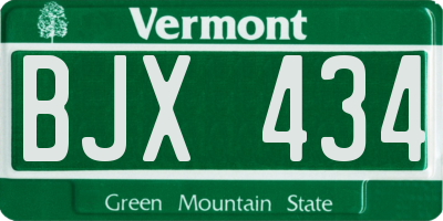 VT license plate BJX434