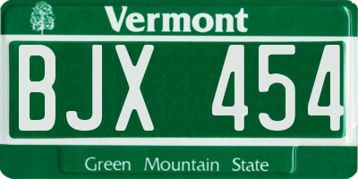 VT license plate BJX454