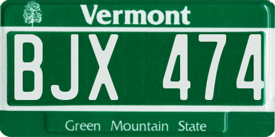 VT license plate BJX474