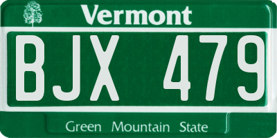 VT license plate BJX479