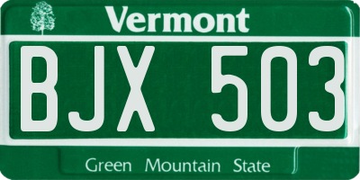 VT license plate BJX503