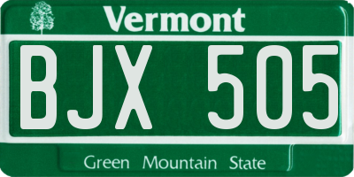 VT license plate BJX505