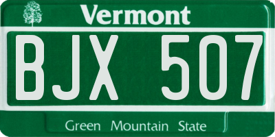 VT license plate BJX507