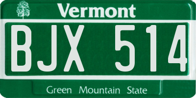 VT license plate BJX514