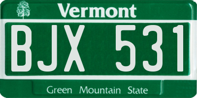 VT license plate BJX531