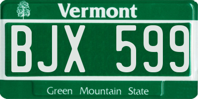 VT license plate BJX599