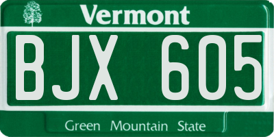 VT license plate BJX605