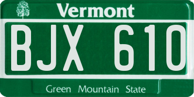 VT license plate BJX610
