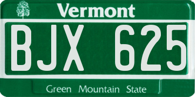 VT license plate BJX625