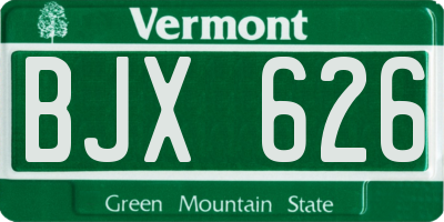 VT license plate BJX626