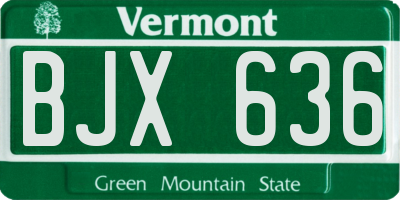 VT license plate BJX636