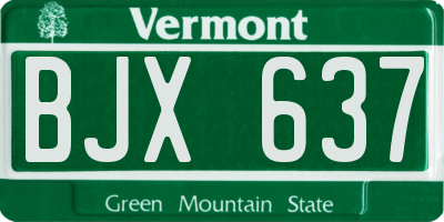 VT license plate BJX637