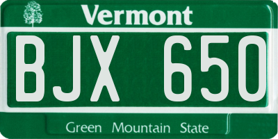 VT license plate BJX650