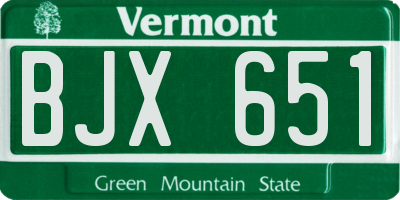 VT license plate BJX651