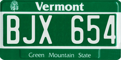 VT license plate BJX654