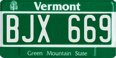 VT license plate BJX669