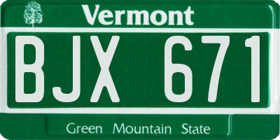 VT license plate BJX671