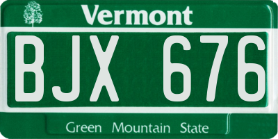 VT license plate BJX676