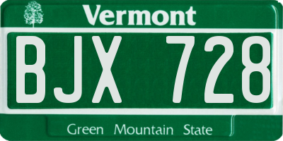 VT license plate BJX728