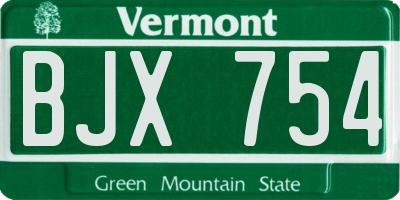 VT license plate BJX754