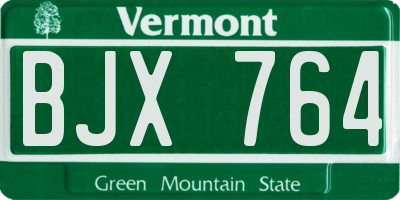 VT license plate BJX764