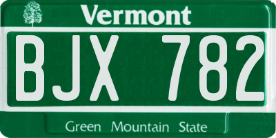 VT license plate BJX782