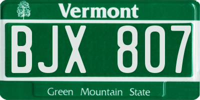 VT license plate BJX807