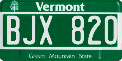 VT license plate BJX820