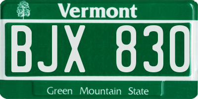VT license plate BJX830