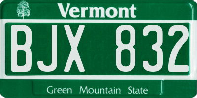 VT license plate BJX832