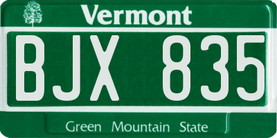 VT license plate BJX835