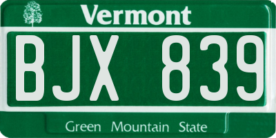 VT license plate BJX839