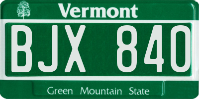 VT license plate BJX840