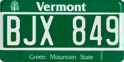 VT license plate BJX849