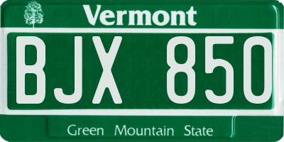 VT license plate BJX850