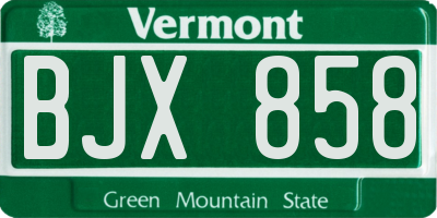 VT license plate BJX858