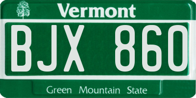 VT license plate BJX860