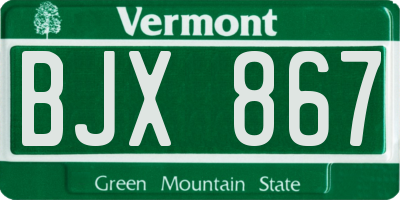 VT license plate BJX867